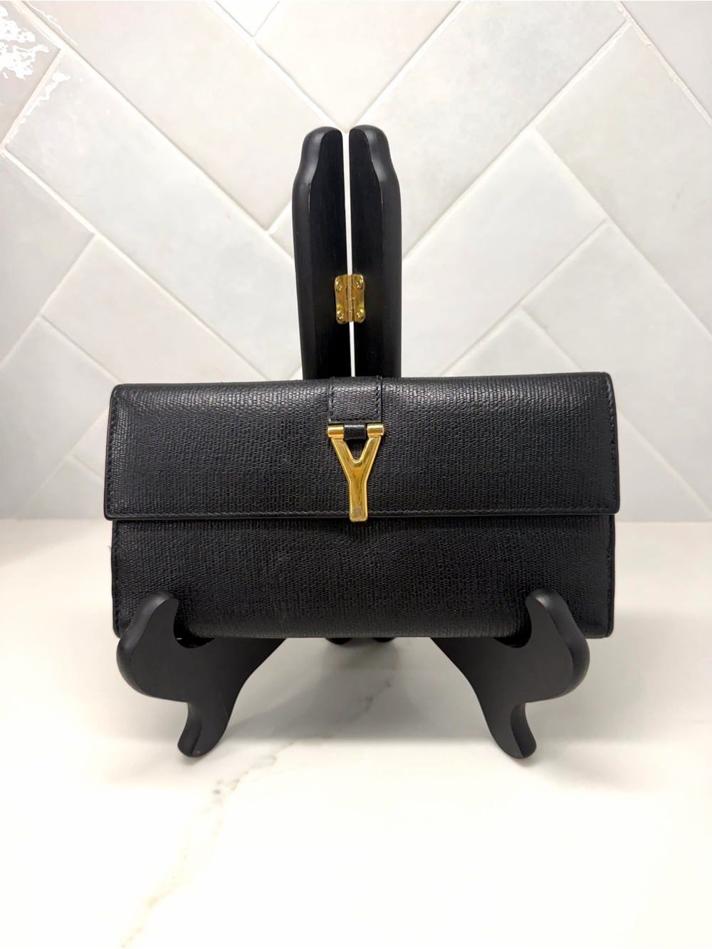 YSL Y-Ligne Black Wallet & Dust Bag - Picture 2 of 9